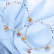 925 Sterling Silver Gold & Rose Gold Small Bead Anklet for Kids - Taraash