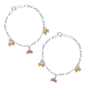 925 Sterling Silver Gold & Rose Gold Small Bead Anklet for Kids - Taraash