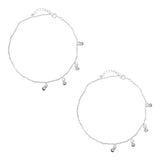 925 Sterling Silver Graceful Beaded Charm Chain Anklet For Women - Taraash