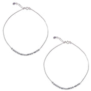 925 Sterling Silver Graceful Multi Beaded Chain Anklet For Women - Taraash