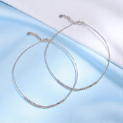 925 Sterling Silver Graceful Multi Beaded Chain Anklet For Women - Taraash