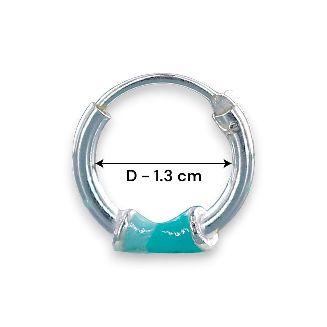 925 Sterling Silver Green Enameled Hoop Earrings for Girls - Taraash