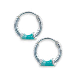 Load image into Gallery viewer, 925 Sterling Silver Green Enameled Hoop Earrings for Girls - Taraash
