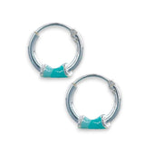 925 Sterling Silver Green Enameled Hoop Earrings for Girls - Taraash