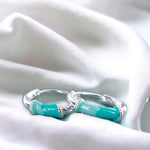 Load image into Gallery viewer, 925 Sterling Silver Green Enameled Hoop Earrings for Girls - Taraash
