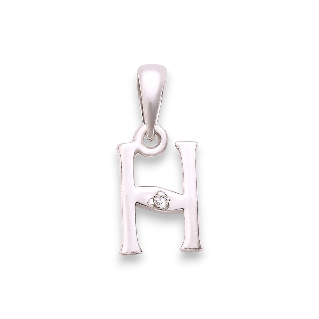 925 Sterling Silver "H" Letter Cz Pendant For Men And Women - Taraash