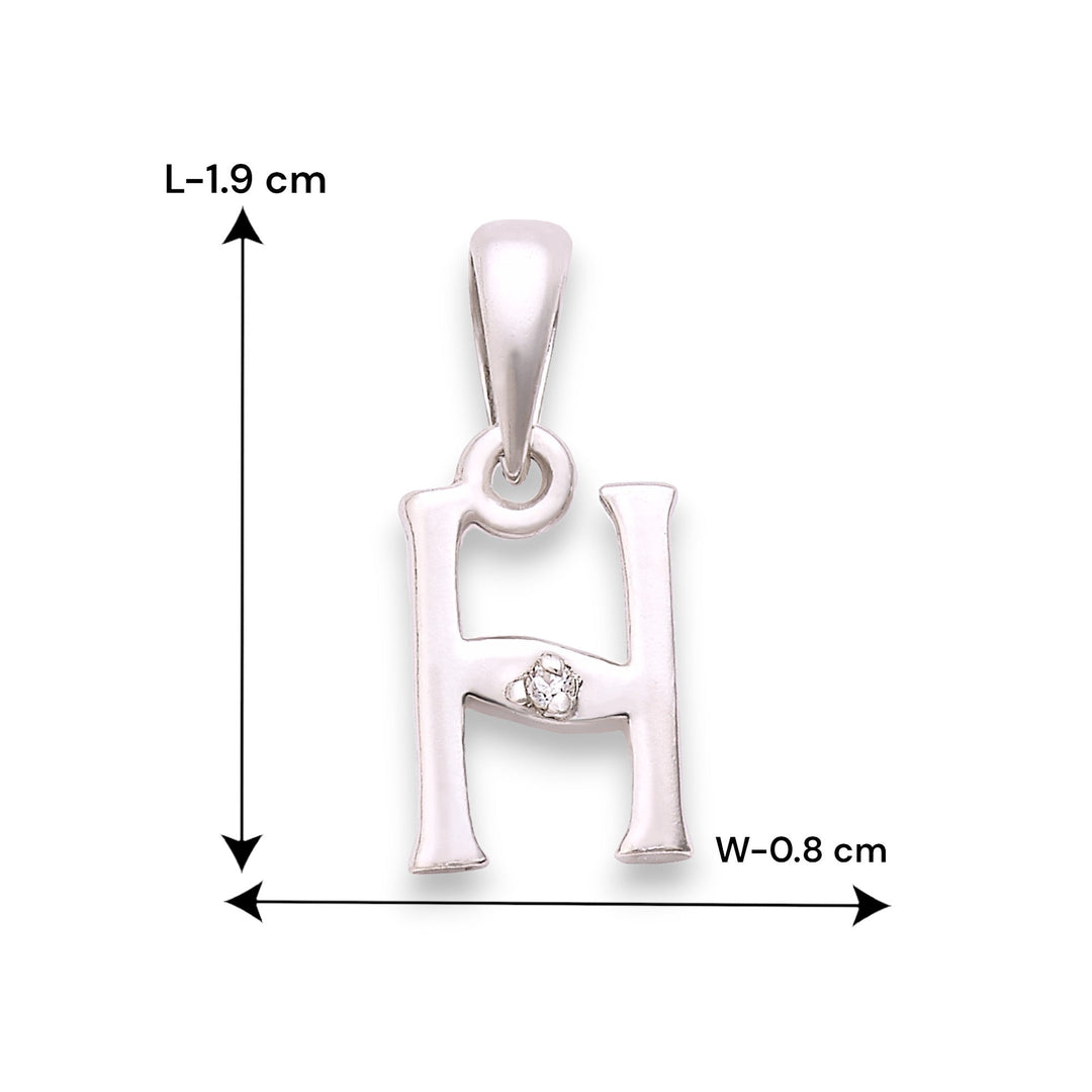 925 Sterling Silver "H" Letter Cz Pendant For Men And Women - Taraash