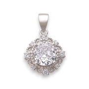 925 Sterling Silver Halo Solitaire Cz Pendant For Women - Taraash