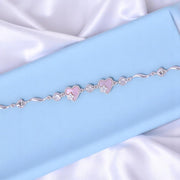 925 Sterling Silver Heart and Pink Mother - of - Pearl with CZ Bracelet for Women - Taraash
