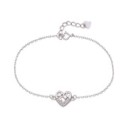 925 Sterling Silver Heart Chain Bracelet with Cubic Zirconia for Women - Taraash