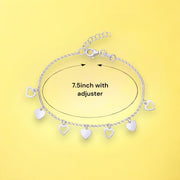 925 Sterling Silver Heart Charms Bracelet Gift for Womens - Taraash