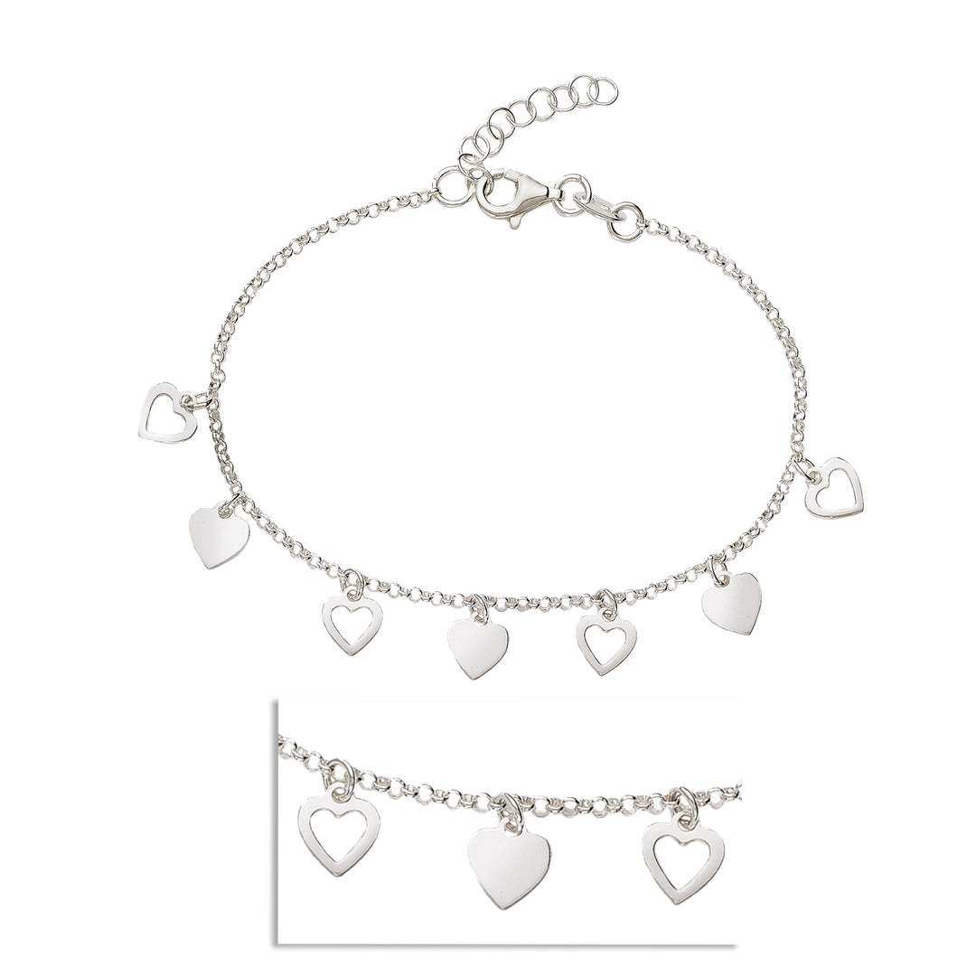 925 Sterling Silver Heart Charms Bracelet Gift for Womens - Taraash