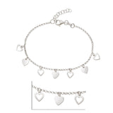 925 Sterling Silver Heart Charms Bracelet Gift for Womens - Taraash