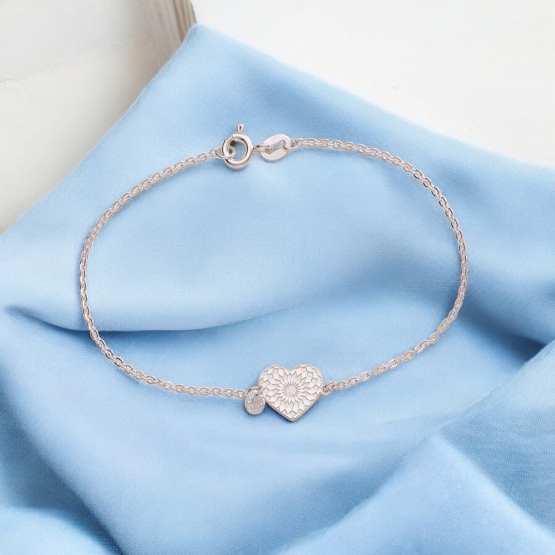 925 Sterling Silver Heart CZ Charm Bracelet for Women - Taraash