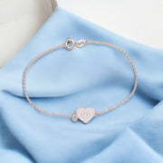 925 Sterling Silver Heart CZ Charm Bracelet for Women - Taraash