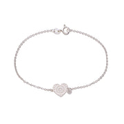 925 Sterling Silver Heart CZ Charm Bracelet for Women - Taraash