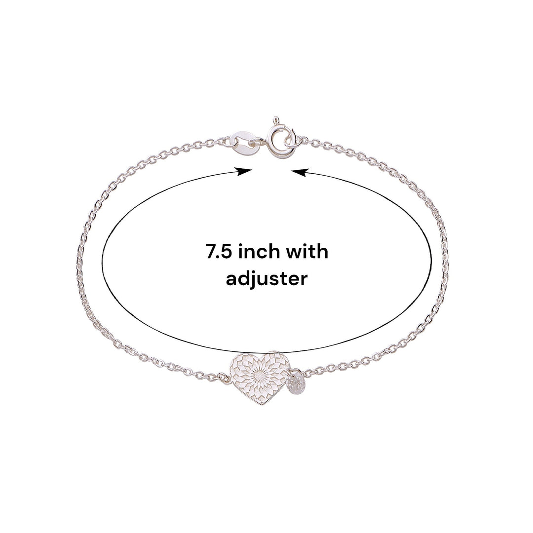 925 Sterling Silver Heart CZ Charm Bracelet for Women - Taraash