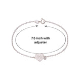 925 Sterling Silver Heart CZ Charm Bracelet for Women - Taraash