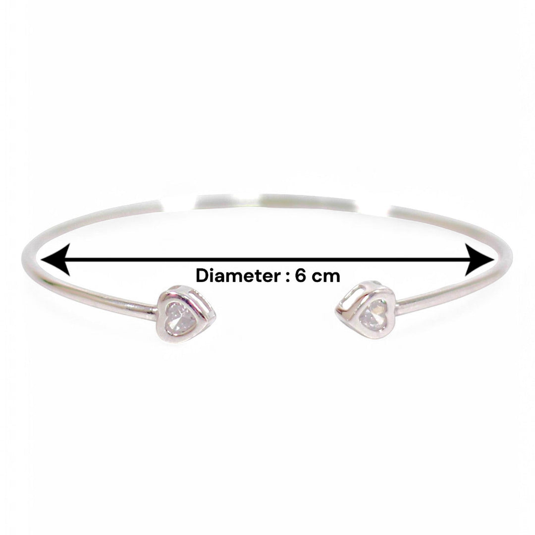 925 Sterling Silver Heart Openable Rhodium Bangle For Women - Taraash