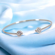 925 Sterling Silver Heart Openable Rhodium Bangle For Women - Taraash