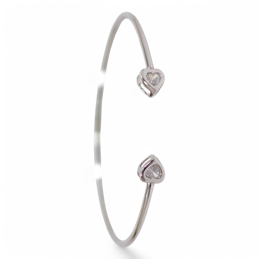 925 Sterling Silver Heart Openable Rhodium Bangle For Women - Taraash