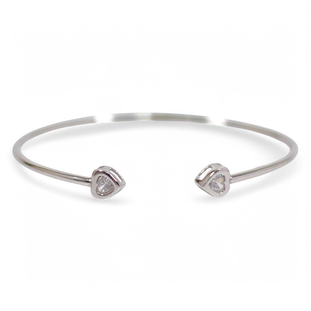 925 Sterling Silver Heart Openable Rhodium Bangle For Women - Taraash