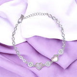 925 Sterling Silver Heart Pink Mother - of - Pearl & CZ Bracelet - Taraash