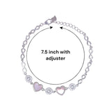 925 Sterling Silver Heart Pink Mother - of - Pearl & CZ Bracelet - Taraash