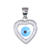 925 Sterling Silver Heart - Shaped Evil Eye Pendant with Sparkling Cubic Zirconia For Womens - Taraash