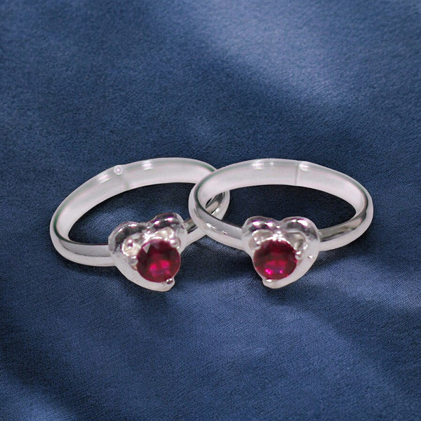 925 Sterling Silver Heart Shaped with Pink CZ Toe Ring for Women - Taraash