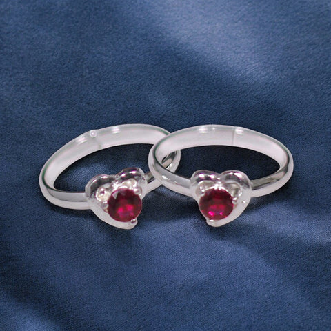 925 Sterling Silver Heart Shaped with Pink CZ Toe Ring for Women - Taraash