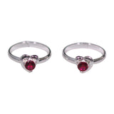 925 Sterling Silver Heart Shaped with Pink CZ Toe Ring for Women - Taraash