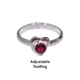 925 Sterling Silver Heart Shaped with Pink CZ Toe Ring for Women - Taraash