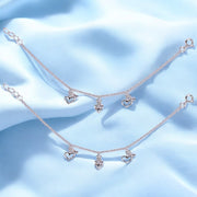 925 Sterling Silver Heart with Small Bead Anklet for Kids - Taraash