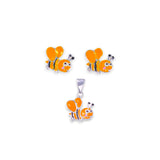 925 Sterling Silver Honey Bee Silver Pendant and Stud Earring Set for Girls - Taraash