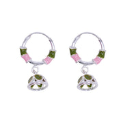 925 Sterling Silver Hoop Earrings with Colorful Jhumki Enamel For Girls/Women - Taraash