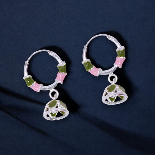 925 Sterling Silver Hoop Earrings with Colorful Jhumki Enamel For Girls/Women - Taraash