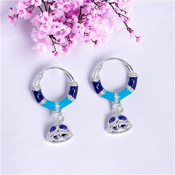 925 Sterling Silver Hoop Jhumki Earrings with Colorful Enamel for Girls/Women - Taraash