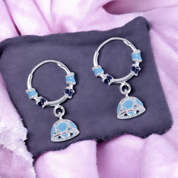 925 Sterling Silver Hoop Jhumki Earrings with Enamel for Girls/Women - Taraash