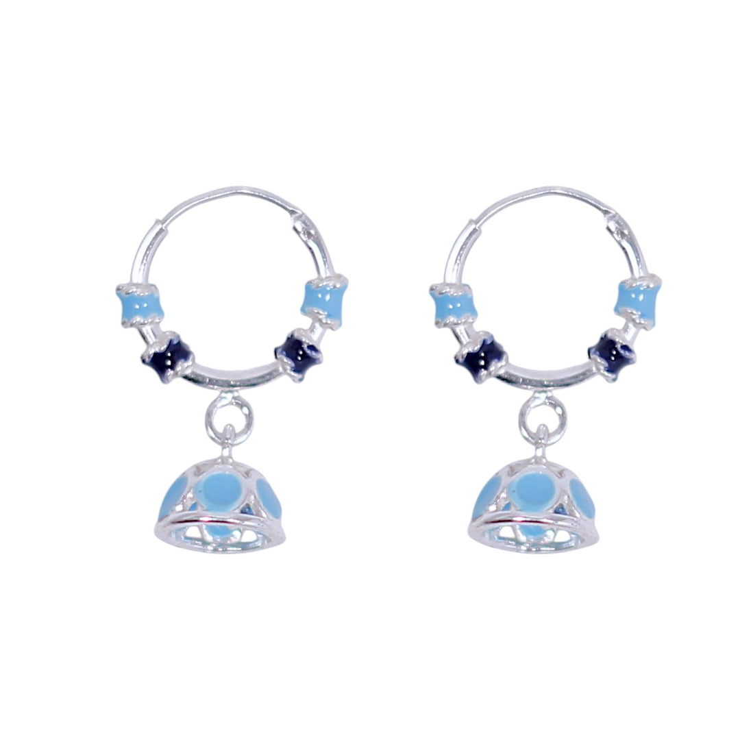925 Sterling Silver Hoop Jhumki Earrings with Enamel for Girls/Women - Taraash