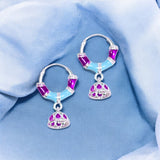 925 Sterling Silver Hoop Jhumki with Multi - Color Enamel Earring for Girls/Women - Taraash