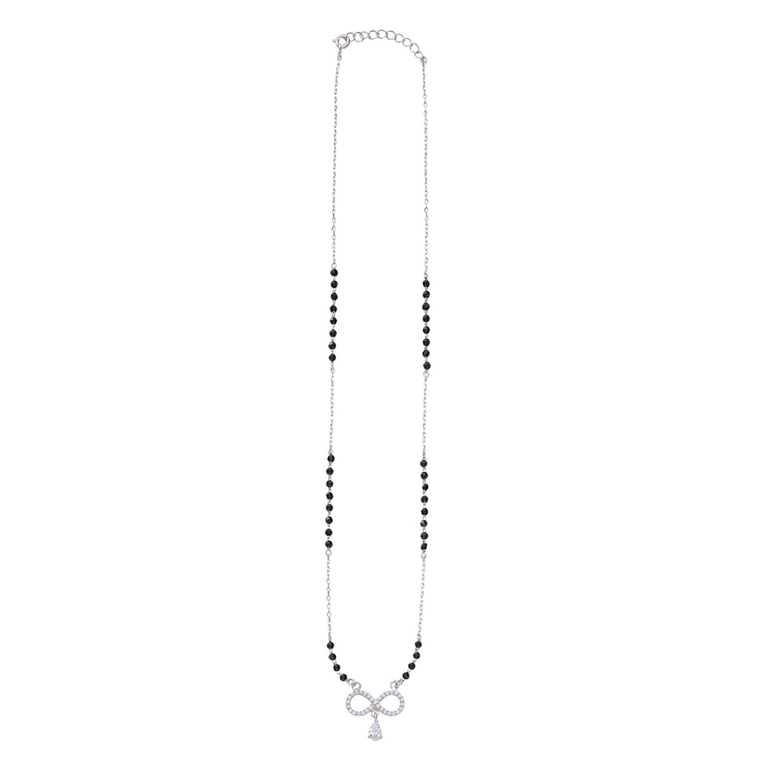 925 Sterling Silver Infiniti Charm Beaded Mangalsutra for Women - Taraash