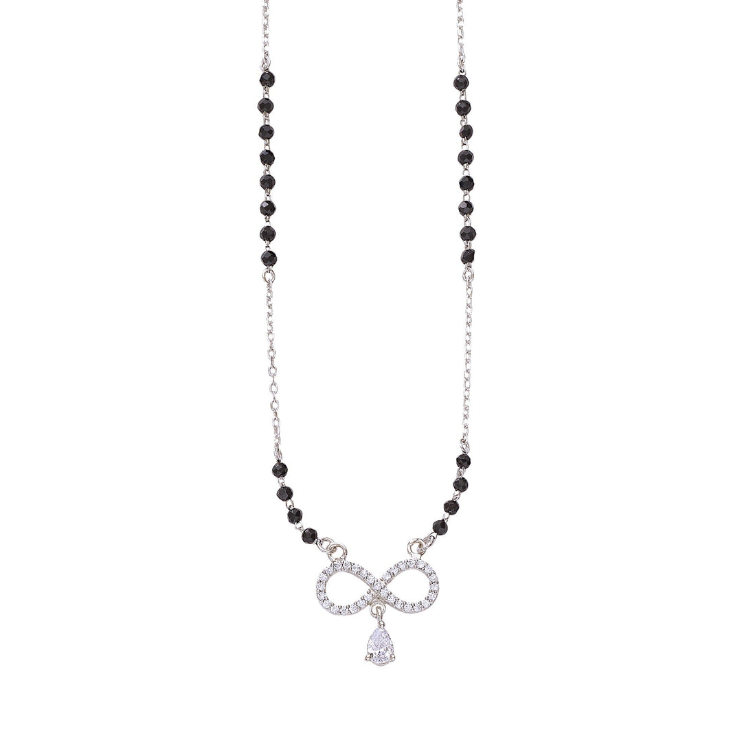 925 Sterling Silver Infiniti Charm Beaded Mangalsutra for Women - Taraash