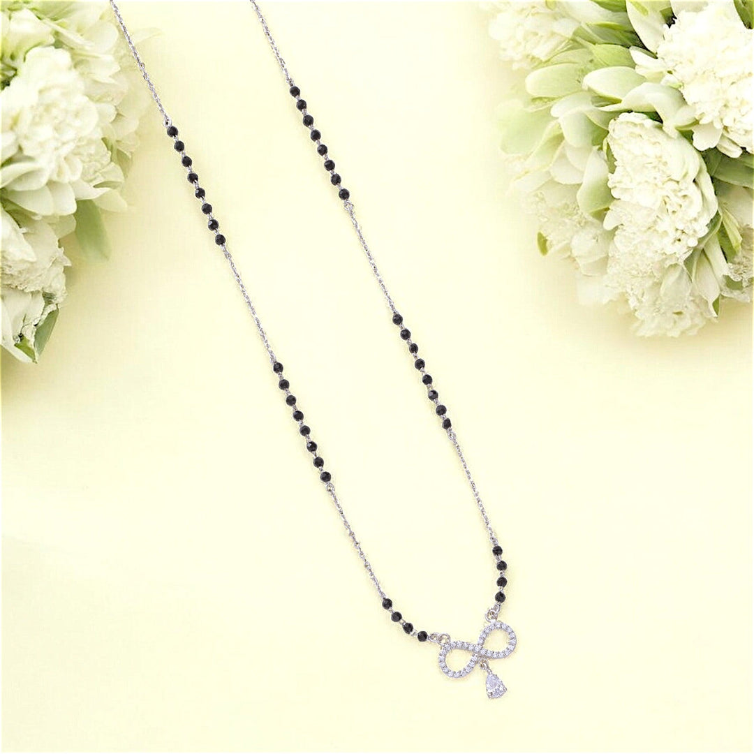 925 Sterling Silver Infiniti Charm Beaded Mangalsutra for Women - Taraash