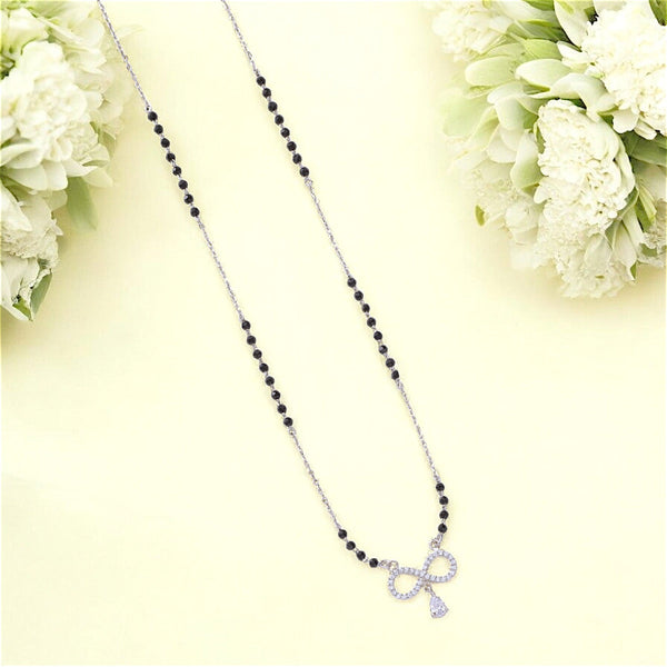 925 Sterling Silver Infiniti Charm Beaded Mangalsutra for Women - Taraash