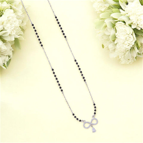 925 Sterling Silver Infiniti Charm Beaded Mangalsutra for Women - Taraash