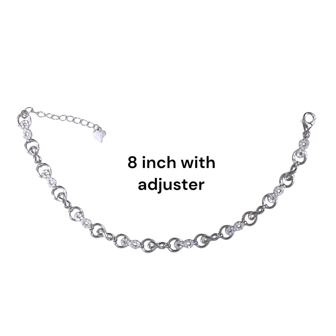 925 Sterling Silver Infinity CZ Bracelet for Women - Taraash