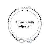 925 Sterling Silver Infinity Heart Love Mangalsutra Bracelet Black Beads For Woman - Taraash