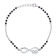 925 Sterling Silver Infinity Heart Love Mangalsutra Bracelet Black Beads For Woman - Taraash