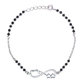 925 Sterling Silver Infinity Heart Love Mangalsutra Bracelet Black Beads For Woman - Taraash